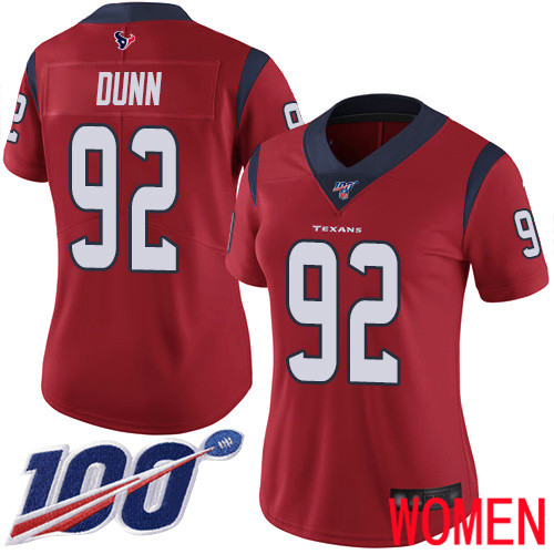 Houston Texans Limited Red Women Brandon Dunn Alternate Jersey NFL Football #92 100th Season Vapor Untouchable->houston texans->NFL Jersey